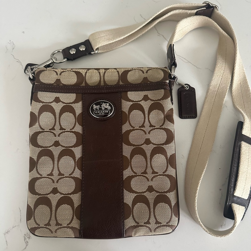 Signature Coach Brown Crossbody Bag